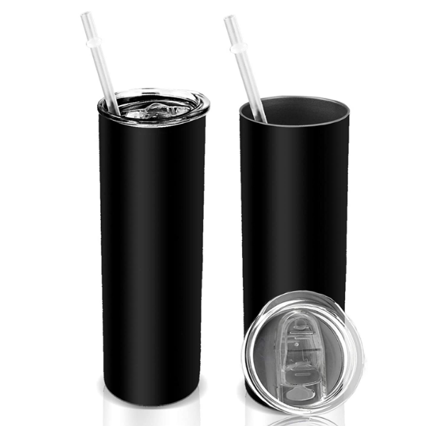 20oz/30oz Case (25 Units) Skinny Strainght Tumbler Cheap Tumblers In Bulk / Black