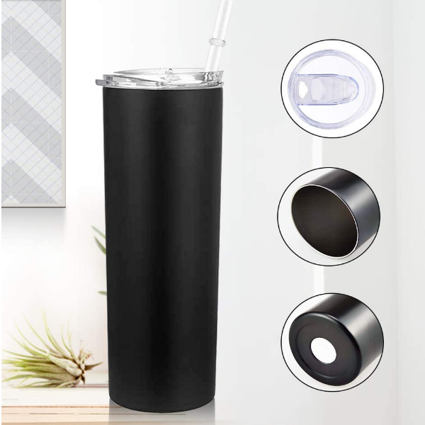20oz/30oz Case (25 Units) Skinny Strainght Tumbler Cheap Tumblers In Bulk / Black