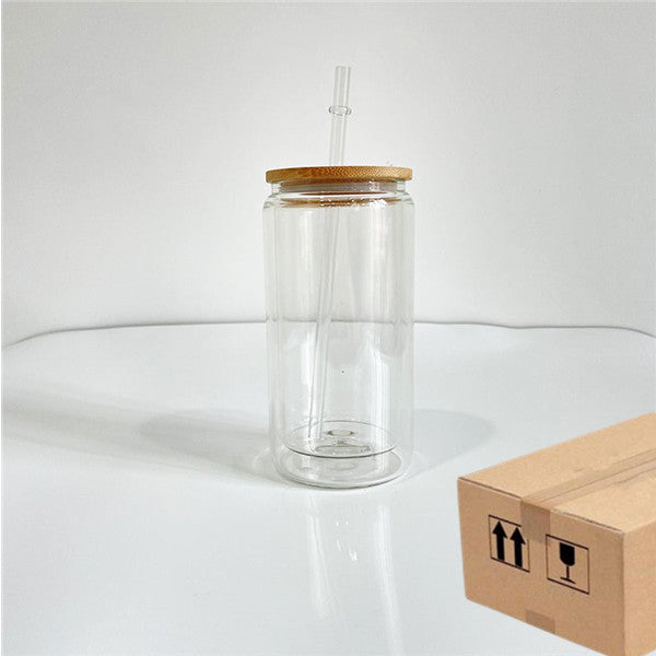 16oz Case(25 Untis) Double Wall Glass Cup Blank Sublimation Can
