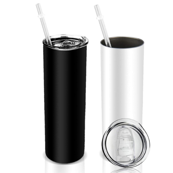 20oz/30oz Case (25 Units) Skinny Strainght Tumbler Cheap Tumblers In Bulk / Black