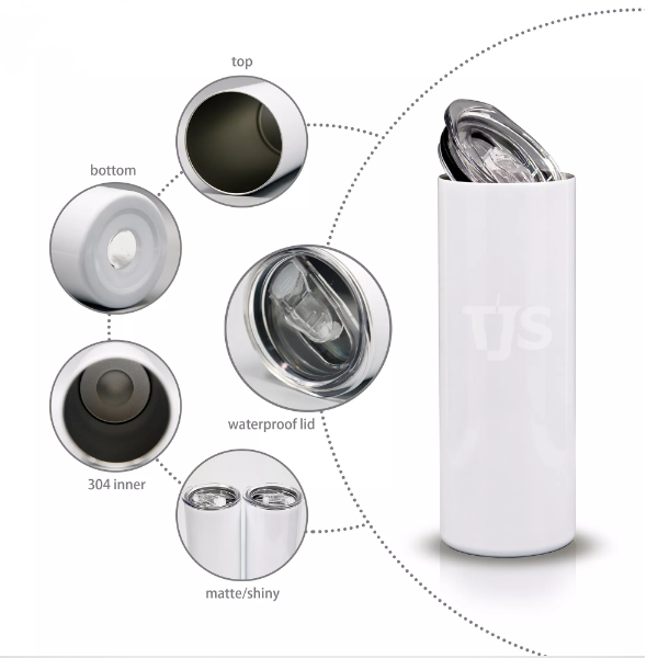 20oz Case ( 25 Units) Skinny Matte Straight Sublimation Tumbler