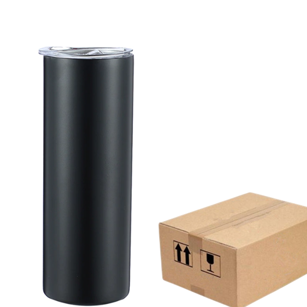 20oz/30oz Case (25 Units) Skinny Strainght Tumbler Cheap Tumblers In Bulk / Black