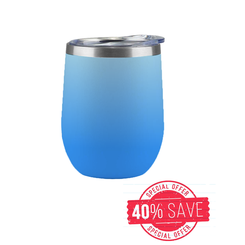 12oz CASE (21 UNITS) Stemless Wine Glass Tumbler with Lid Stainless Steel Double Wall Vacuum Insulated Travel Cup