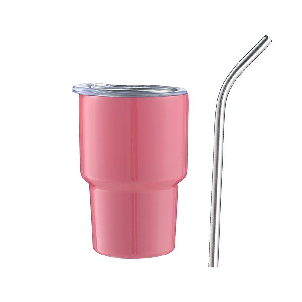 2 oz Case (18/50 Units) Sublimation Mini Car Cup Color Curved Double Wall Insulation with Straw
