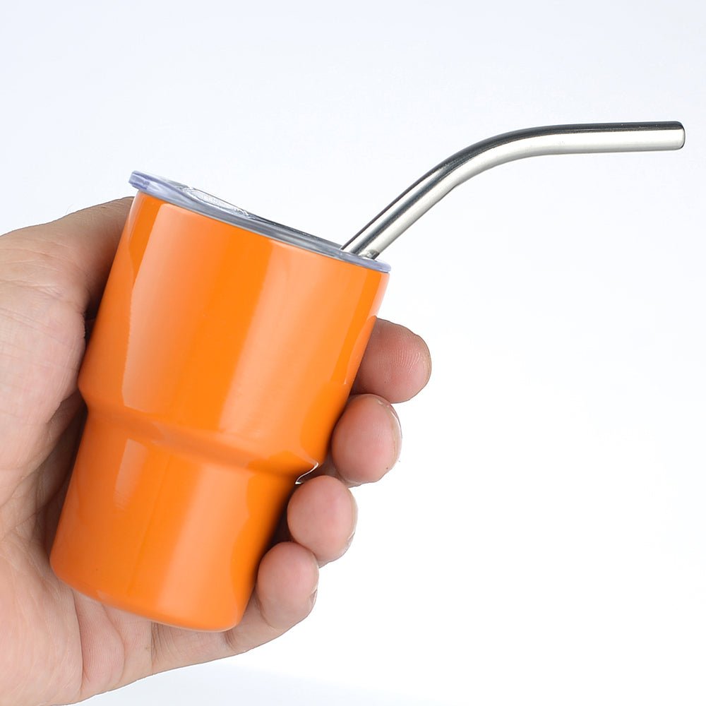 2 oz Case (18/50 Units) Sublimation Mini Car Cup Color Curved Double Wall Insulation with Straw