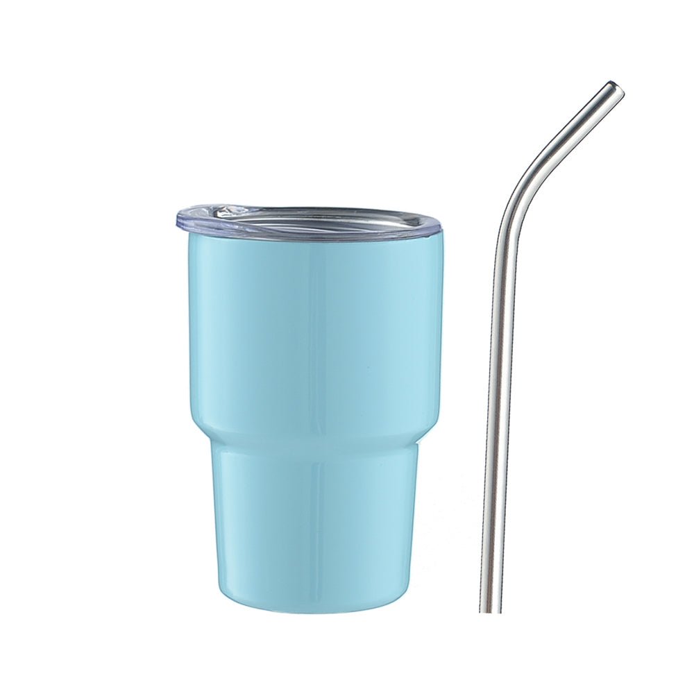 2 oz Case (18/50 Units) Sublimation Mini Car Cup Color Curved Double Wall Insulation with Straw