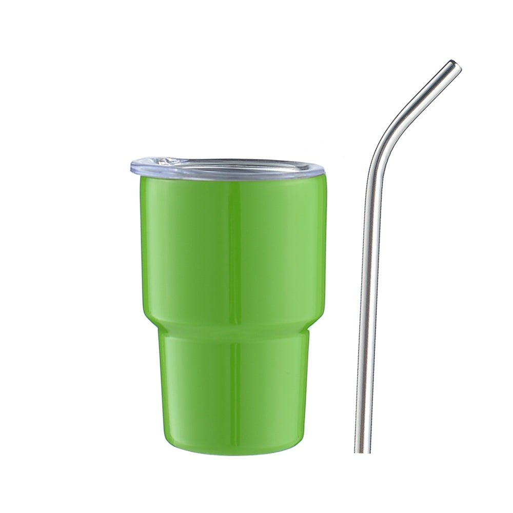 2 oz Case (18/50 Units) Sublimation Mini Car Cup Color Curved Double Wall Insulation with Straw