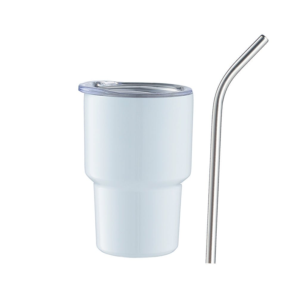 2 oz Case (18/50 Units) Sublimation Mini Car Cup Color Curved Double Wall Insulation with Straw