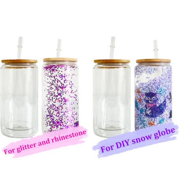 16oz Case(25 Untis) Double Wall Glass Cup Blank Sublimation Can