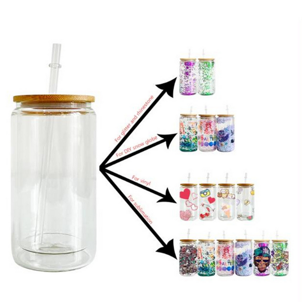 16oz Case(25 Untis) Double Wall Glass Cup Blank Sublimation Can
