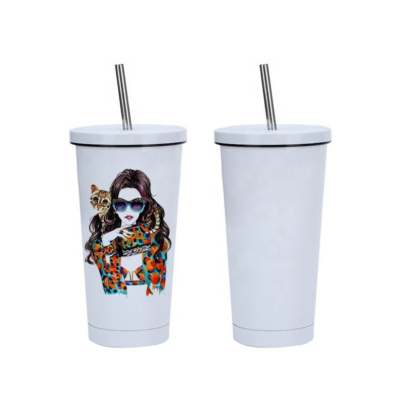 17oz CASE (1/25 UNITS) Sublimation Stainless Steel Insulated double wall Vacuum Coffee Mug Smoothie Tumbler With Straw