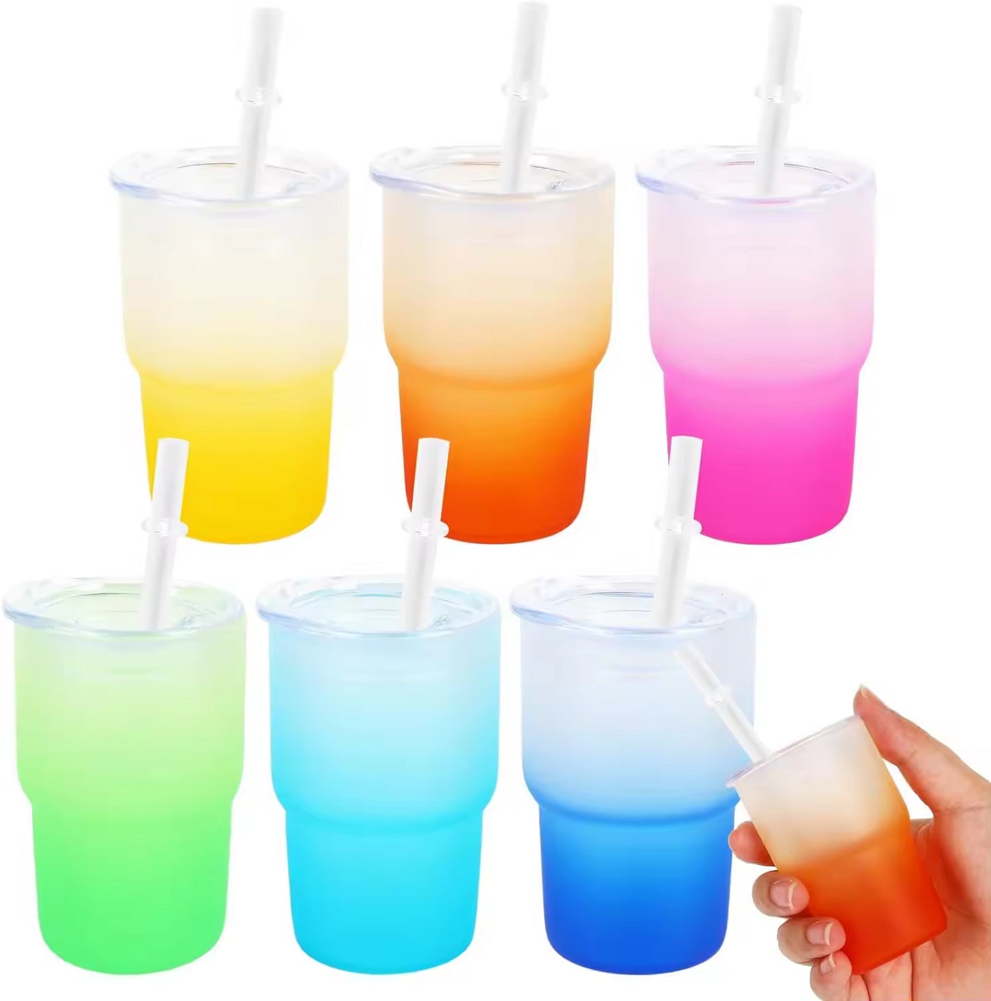 2-ounce Box (60 Pieces) Sublimated Glass Mini Car Cup Colored  Cup with Straw