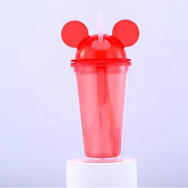 16oz Case(48 Units) Mickey Ears Acrylic Tumbler Cup With Straw