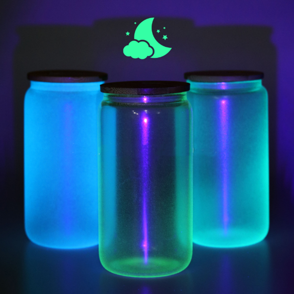 16Oz Case Of 16 Mason Glow In Dark Sublimation Matte Beer Glass Can Tumbler With Bamboo Lid