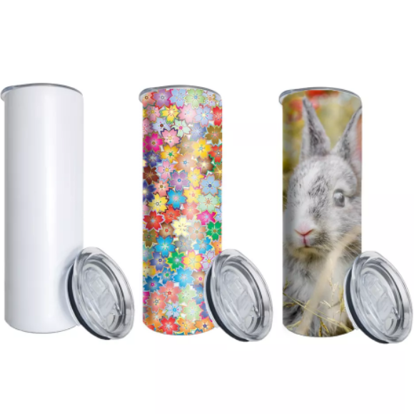 20oz CASE (10/25 UNITS) Double Wall Stainless Steel Vacuum Insulated Skinny Straight White Sublimation Tumbler in Australia