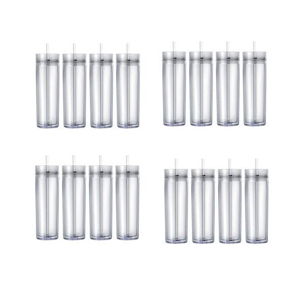 30Pack 16oz Double Wall Acrylic Classic Insulated Skinny Tumblers